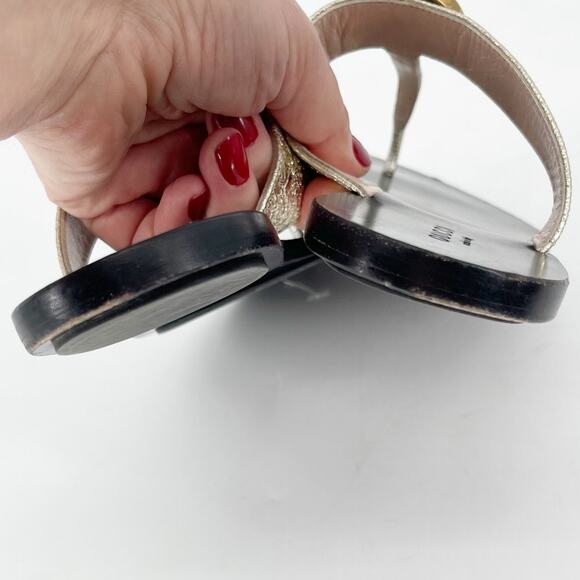Gucci Gold Metallic Marmont GG Double G Thong Flip Flop Flat Sandal size EU 36.5 - Picture 6 of 12